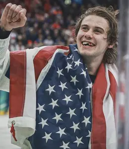 USA Gold Medal Hockey Print, Jack Hughes Commemorative Wall Art Print (16"x20") Hockey Olympics Gold United States Wall Art Sports Miracle