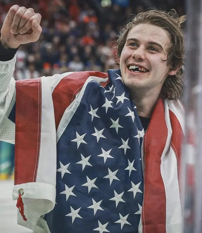 Jack Hughes USA Olympic Gold Medal Hockey Commemorative Artistic Artwork Wall Art Print (16"x20") - Home Decor Poster, Room Decoration Accent