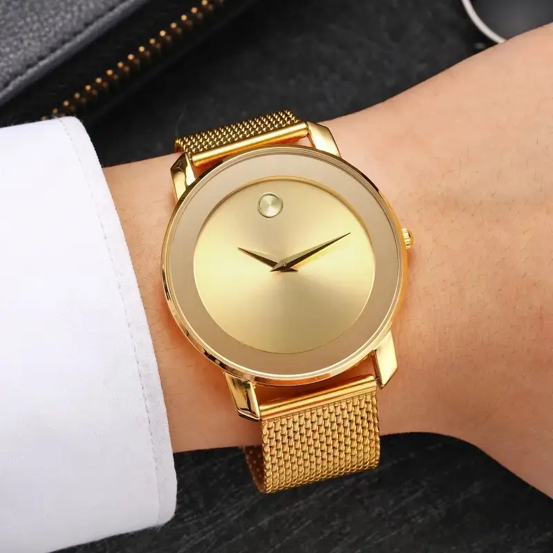 Elegant quartz watch Stainless steel strap Alloy hands Alloy women's case, waterproof, ultra-thin design, with mesh strap, gift wrap& Mother's Day Gif