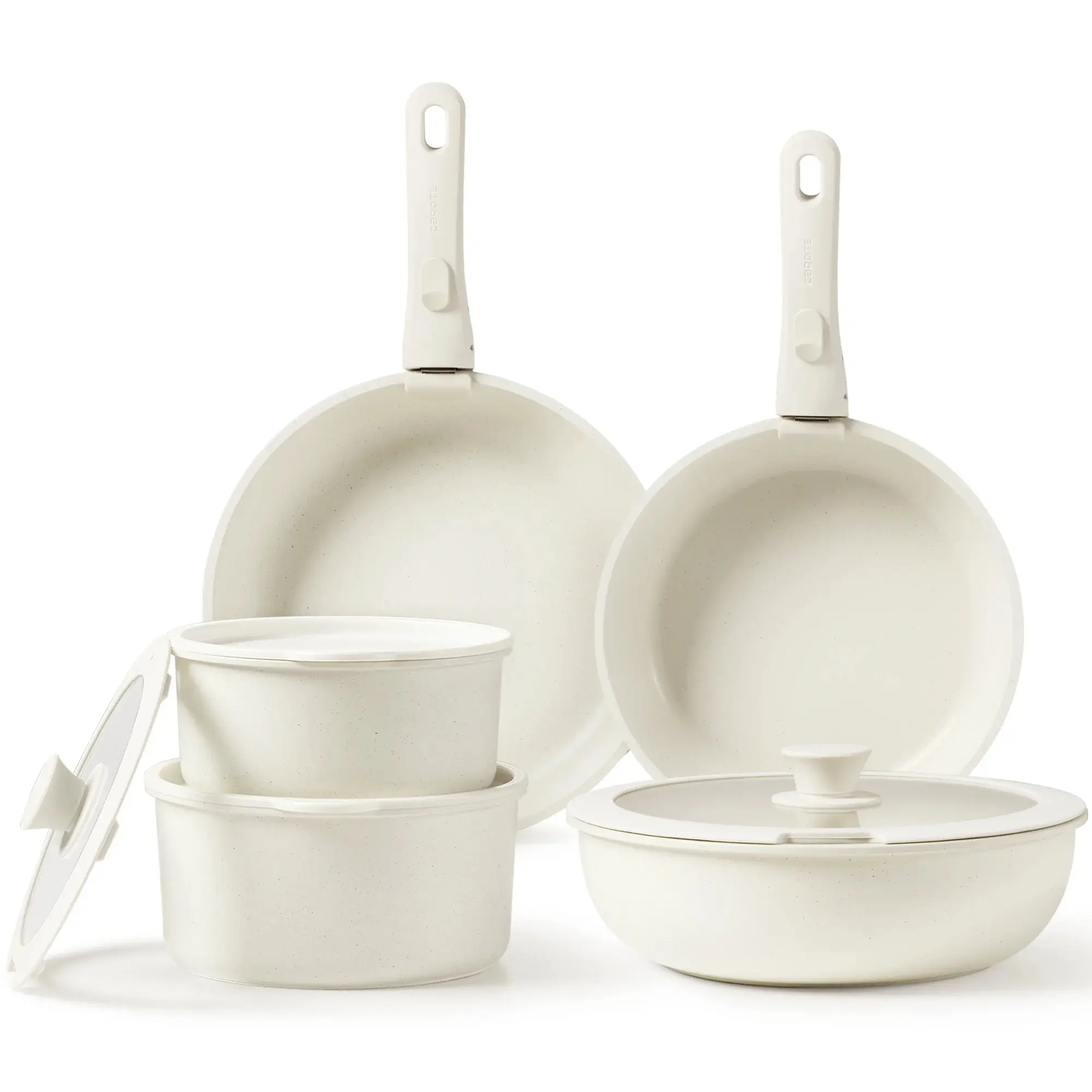 CAROTE 11pcs Pots and Pans Set, Nonstick Cookware Set Detachable Handle, Induction Kitchen Cookware Sets Non Stick with Removable Handle, RV Cookware Set, Oven Safe