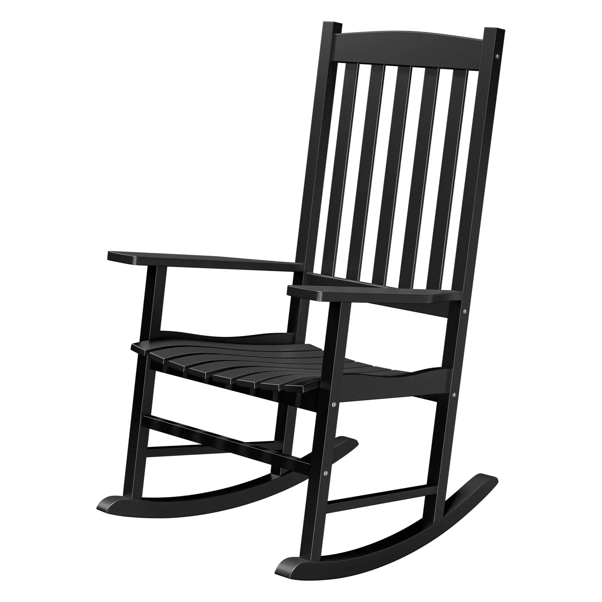 Segawe Outdoor High-Back Porch Rocker - Durable Hardwood Construction, Quick Assembly, Easy Maintenance, Black Outdoor Rocking Chair,summerwins