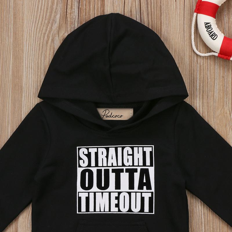 Canrulo Toddler Baby Boys Girls Hoodie Sweatshirt STRAIGHT OUTTA TIMEOUT Letter Pullover Long Sleeve Tee Fall Winter Clothes