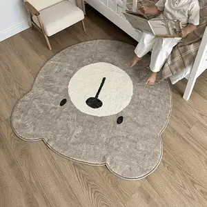 Modern Irregular Shape Cartoon Bear Carpet, Cartoon Pattern Rug, Large Living Room Bedroom Rug, Washable Easy Care, Home Decorative Rugs, Home Decor, Korean Cream Style