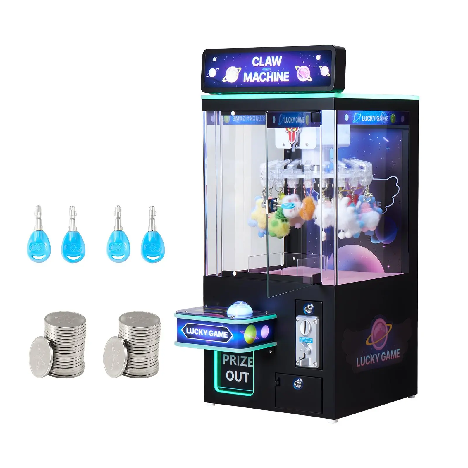 【SummerFinds】VEVOR Claw Crane Machine, Medium-Sized Arcade Game Machine with Light & Sound, Adjustable Difficulty, Precise Toy Candy Grabber Prize Dispenser Vending Toy, for Commercial Home Cinema, Black Purple