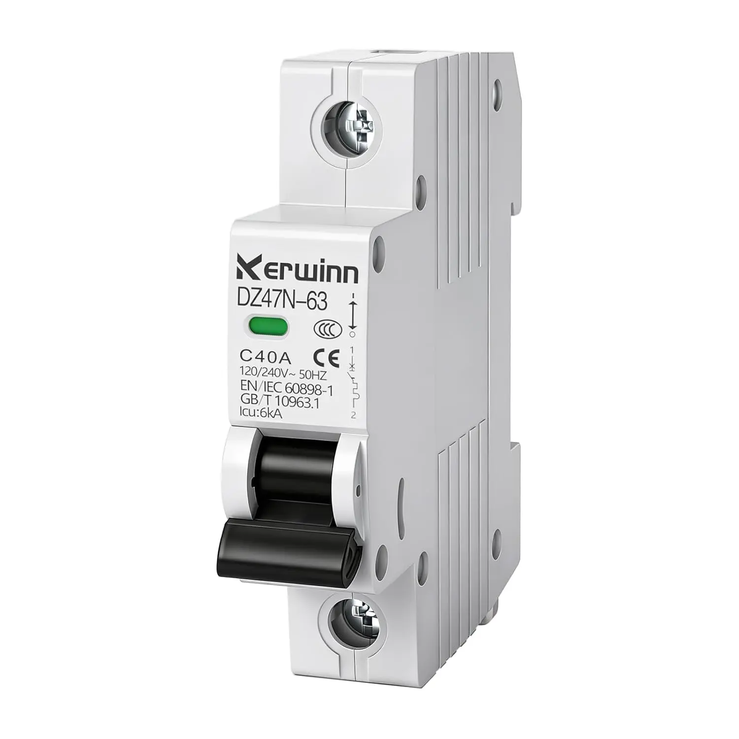 Miniature Circuit Breaker 1 Pole 40A (MCB),120V/240V 50/60Hz AC DIN Rail Mount Breaker, Compatible with Grid-Tied Solar Systems, RV & Home Circuits(C40A)