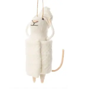 Felt Mouse Wrapped in Towel Ornament
