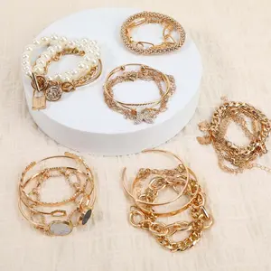 24Pcs/Set Bohemian & Luxurious Gold Chain Bracelets for Women,Multi-Layer Open Cuff Designs with & Gemstones,Hypoallergenic Alloy,Ideal for Daily Wear,Christmas Party Gifts,Fashion Accessories