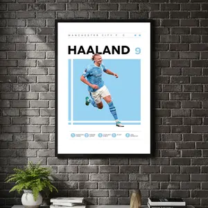 [ SPORT UNFRAMED - SALE UP TO 45% ] Haaland Manchester Premium Series Soccer Football Poster European Sports Decor