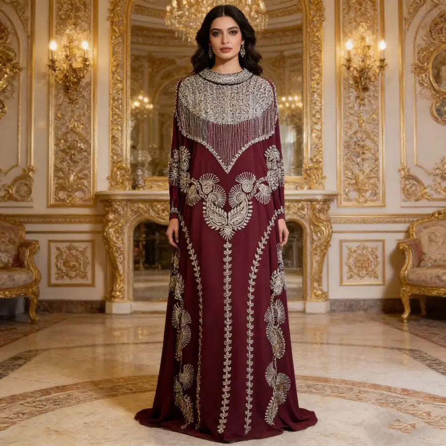 Women's New Luxury Diamond-Beaded Couture Evening Gown - Modest, Soft, Elegant Crew Neck Formal Lady Dress, Elegant Dresses, Couture Fashion