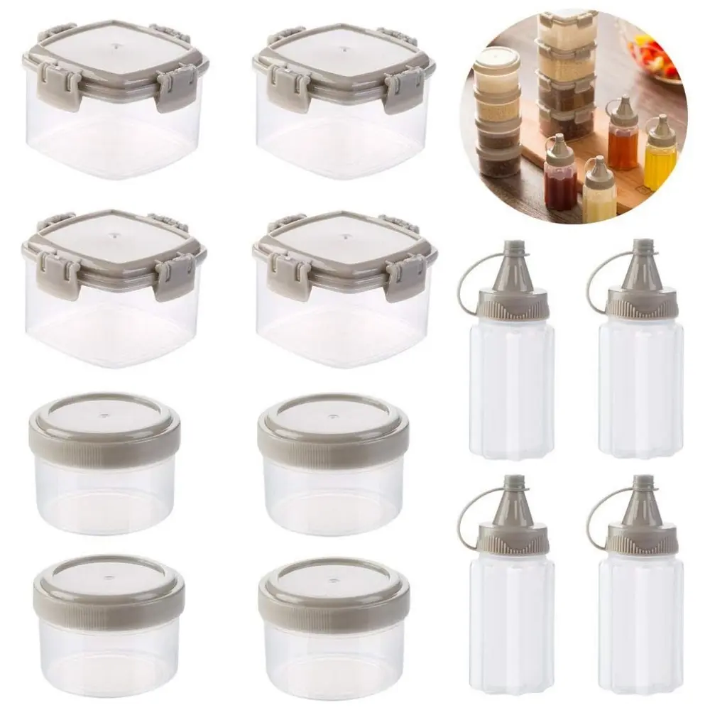 12PCS Mini Plastic Sauce Squeeze Bottle Seasoning Box Salad Dressing Containers Outdoor Barbecue Kitchen Accessories