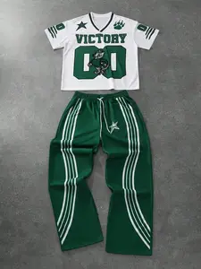 Men's Letter Print Tee & Pants Set, Casual Street Short Sleeve T-shirt & Pants, Men's Summer Clothes