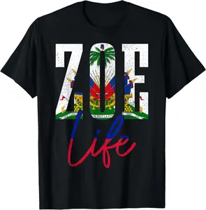 Cotton(pure) Haiti Zoe Haitian Flag Caribbean Souvenir T-Shirt