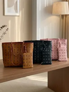 Vintage Style Women's Elegant Shoulder Bag, Fashion Bear Print, Large Capacity Maternity Tote, Suitable for Daily Use and Travel