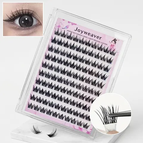 INMASIT Eyelash Clusters Kit - 100 Individual Lash Cluster, Self-Adhesive Glue-Free D-Curl 13-15mm Press-Ons, Invisible Band, Mink-Like Fluffy, Adjustable Density, Beginner-Friendly for Daily Wear, Puppy Eye Makeup