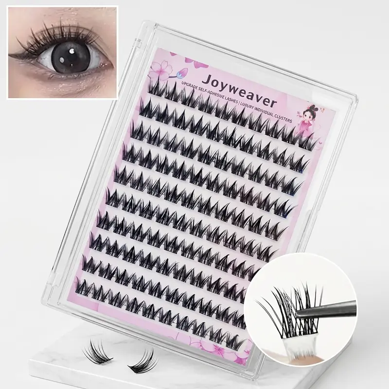 INMASIT Eyelash Clusters Kit - 100 Individual Lash Cluster, Self-Adhesive Glue-Free D-Curl 13-15mm Press-Ons, Invisible Band, Mink-Like Fluffy, Adjustable Density, Beginner-Friendly for Daily Wear, Puppy Eye Makeup
