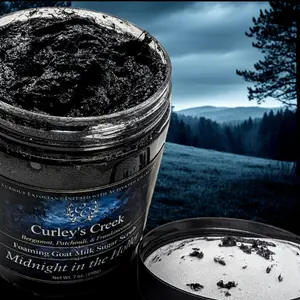 Goat Milk Foaming Sugar Scrub | Midnight in the Holler | Handmade Natural Exfoliating Skincare | Mahogany & Teakwood | Curley's Creek®