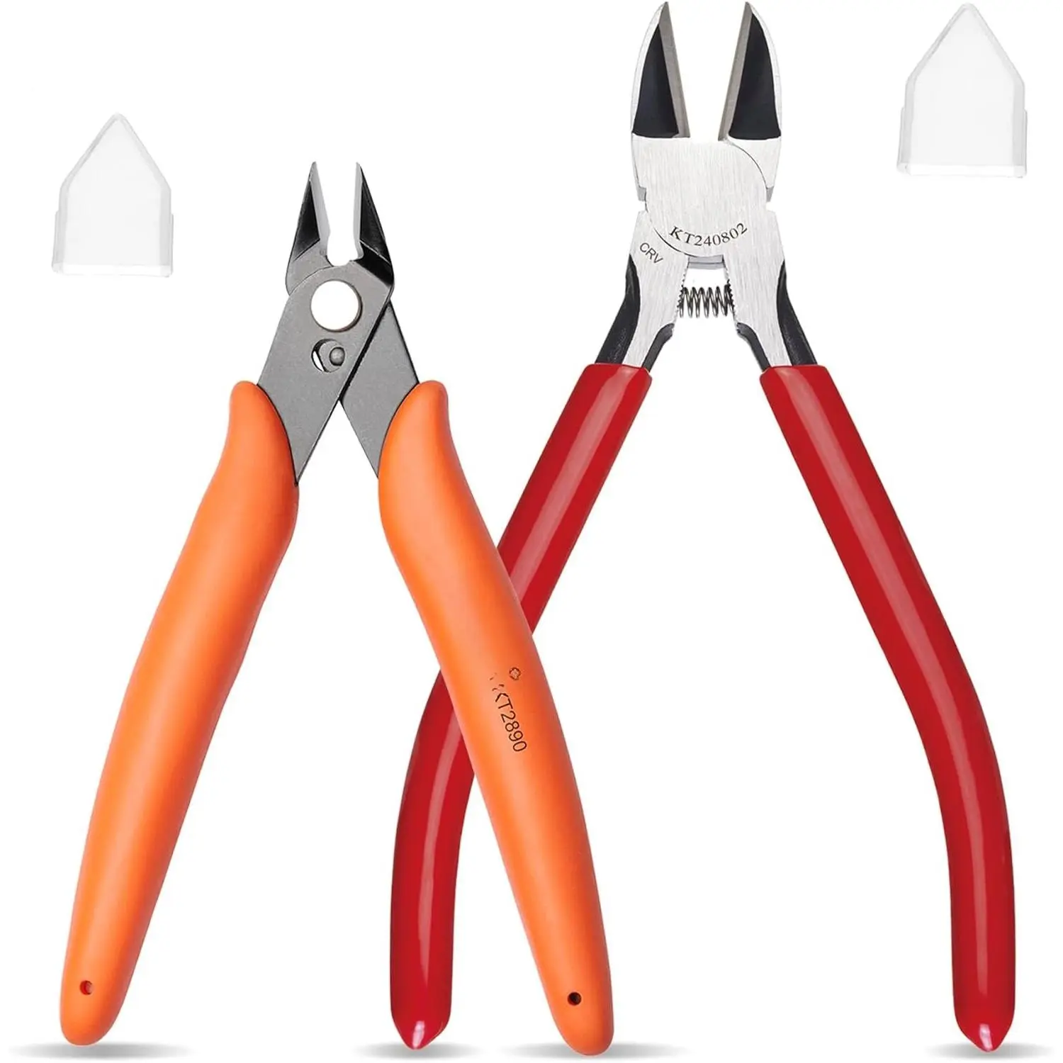 2Pack Wire Cutters Set, 1 count 5 Inch  Flush  and 1 count 6 Inch Side  Plier for Electronics, Crafting, Floral,  Making