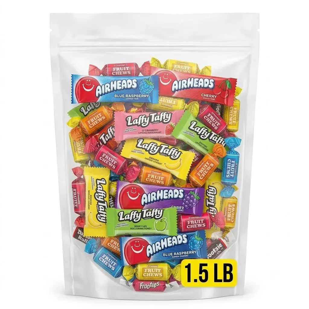 Rich & Richers Airheads Laffy Taffy & Tootsie Fruit Chews Mix Assorted Fruity Candies, Party Piñata Classroom Rewards Goodie Bags Bulk Bag, Individually Wrapped Soft Chewy Variety, 1.5lb