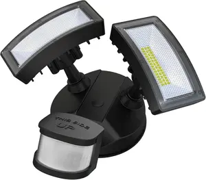 36W LED Security Lights Motion Sensor Light Outdoor, Waterproof, Dusk to Dawn, 2 Head Motion Detected Flood Light for Garage, Yard, Porch, Black