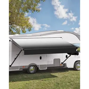 VEVOR Manual RV Awning Complete Kit, 20' Retractable Awning with Aluminum Alloy Frame, Outdoor Trailer Awning, Fit for Most RVs(Black Fade)