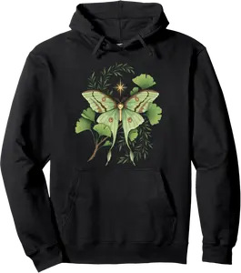 Luna Moth Green Witch Goth Fairycore Cottagecore Entomology Pullover Hoodie - Jacobjbt Shop 64B0DJHBV64S