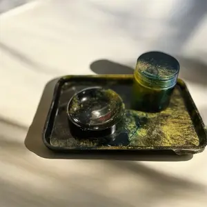 Home Creations Resin Molds - Product with Greenish Substance and Circular Object on Tray
