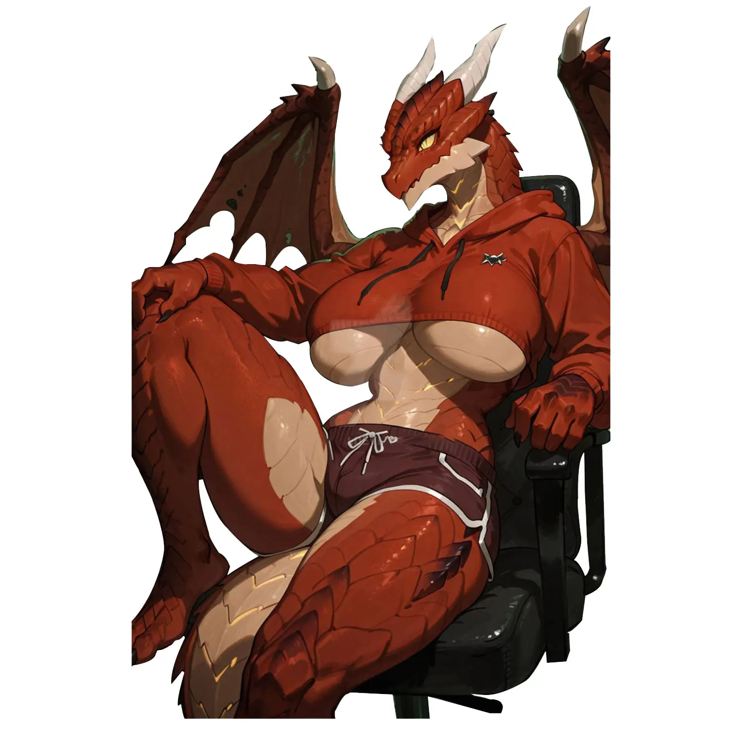 Red Dragon Warrior Vinyl Sticker, Fantasy Anime Creature Chair Decal, Bold Mythical Character Art for Laptop, Water Bottle, Car, Journal Decor
