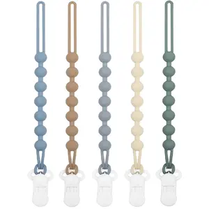 5-Pack Silicone Pacifier Clip, One-Piece Silicone Pacifier Holder Clip for Boys & Baby Girl Binky Clips Rust-Free Holders Unisex Newborns Shower Birthday Gifts (Blue)