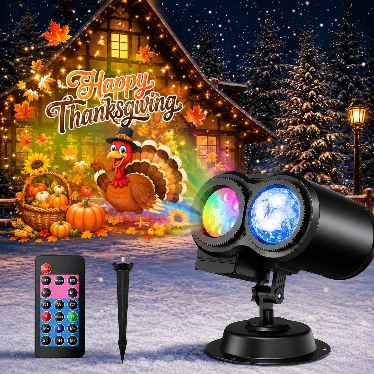 Outdoor Birthday Projector Lights, 12-in-1 Holiday Light Projector with 3D Water Wave Effect, 12 HD Slides, Waterproof LED Party Lights for Birthday Decorations, Christmas, Halloween, Thanksgiving & Home Decor