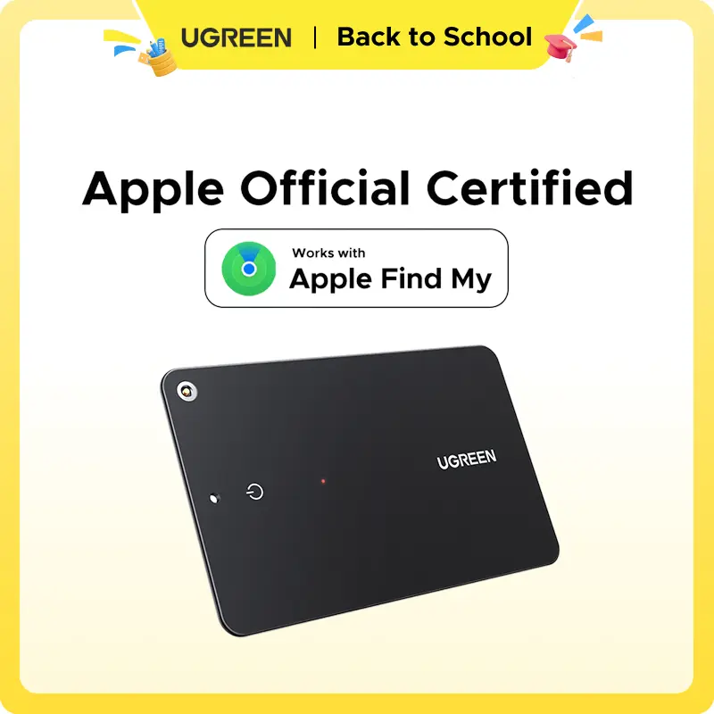 UGREEN FineTrack Slim Smart Finder Compatible with Apple Find My (Choose from Apple, Android, or Samsung Versions), Wallet Finder, IP68 Waterproof Rechargeable Bluetooth Tracker Card-Button Device Magnetic,Summer Sale tiktokshopbacktoschool