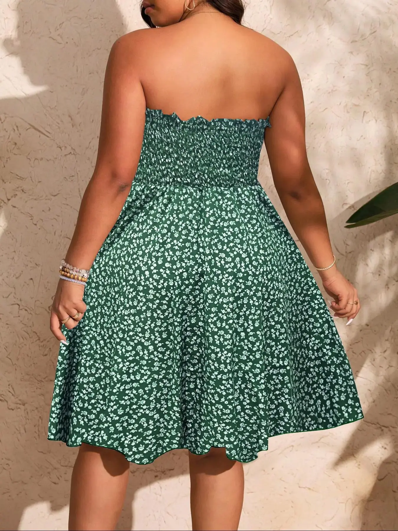 Plus Size Halter Short Ditsy Floral Dress, Elastic Pleated Waist, A-Line  Swing Style, Fresh Farmhouse Look, Perfect for Vacation & Dates - TikTok  Shop