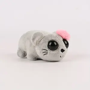 Ultra-Soft Sad Hamster Meme Plush Toy - Cute Gray Mouse Stuffed Animal with Pink Hat, Perfect Gift for Friends