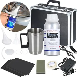 Headlight Repair Kit Set,Headlight Restoration Kit with 200 ml Repair Fluid for Yellowing, , Blurring, Cracks