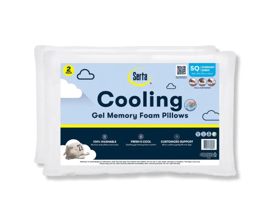Serta 2-Pack Cooling Gel Memory Foam Bed Pillow
