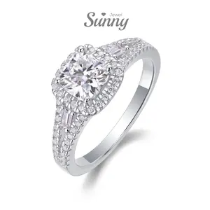 [Sunny Jewel] Lab Grow Synthetic Moissanite Ring 6*6mm Square Cushion-Cut V-Shape Men Women Jewelry Gifts Wedding Engagement Birthday Anniversary Prom Party Holiday Date Casual "Timeless Gleam"R13027