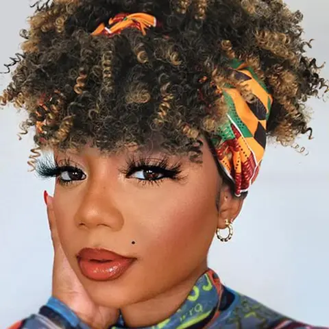 Black Short for Women, 8 Inch Gorgeous Fashion Fluffy Curly Wigs with Bangs, Synthetic Full Machine Made Wigs for Party, Daily Use, Afro Wigs Hair