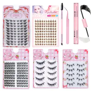 5 boxes of eyelash extension set, comic eyelash cluster C roll set group eyelash set large box single eyelash extension perfect for DIY eyelash extension comprehensive eyelash application kit