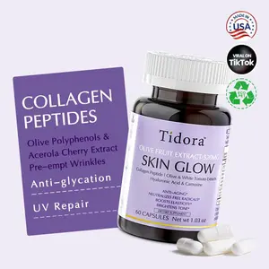 [TikTokShopHolidayHaul ]Tidora Skin Glow Collagen Peptides Supplement | Pre-empt Wrinkles, Anti-glycation & UV Repair | Olive Polyphenols & Acerola Cherry Extract with Hyaluronic Acid & L-Carnosine | 60 Capsules