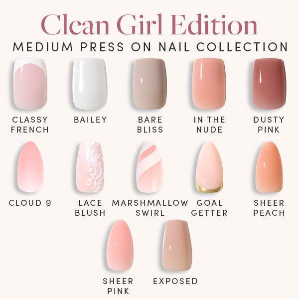 Glamnetic Medium Press-On Nail Collection – Clean Girl Edition