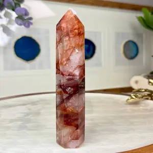 Natural Fire Quartz Tower -- High-Quality  | How Pretty Pattern, Excellent Light Transmittance, Exceptionally Rare Natural Crystal Decoration