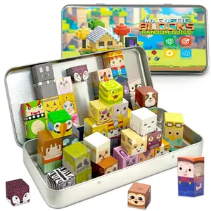 Animals And Characters Theme Magnetic Creative Building Blocks Set - STEM Sensory Cubes, Sensory Play Construction toys, ABS Material, Suitable As Boys And Girls Christmas Gifts, New Year Gift, Birthday Gift, Magnetic Tiles