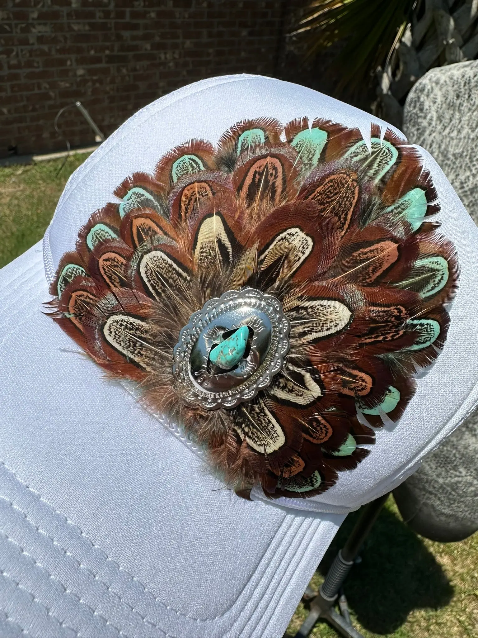 White Feathered Hat Trucker Hat