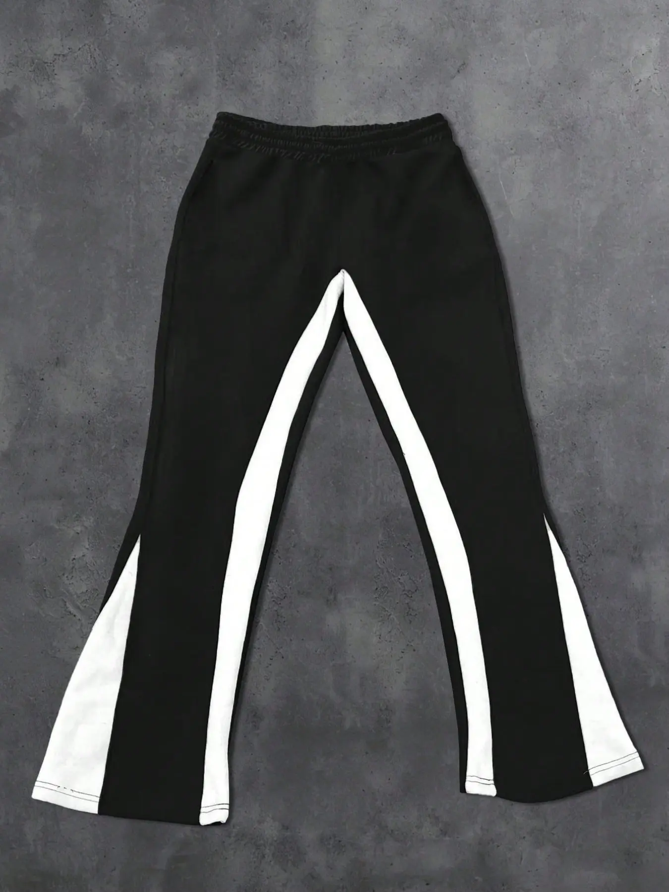 Opium Aesthetic Black Baggy Sweatpants with Contrast White Side 