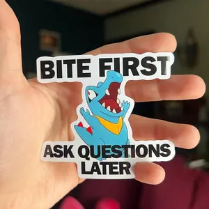 Bite First - Totodile Poke Sticker | Vinyl waterproof sticker | Gift for Game lovers