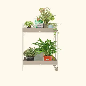 Vego Garden Potting Cart with Lockable Wheels & Removable Trays for Soil Tools Drinks Compact Design for Small Patios