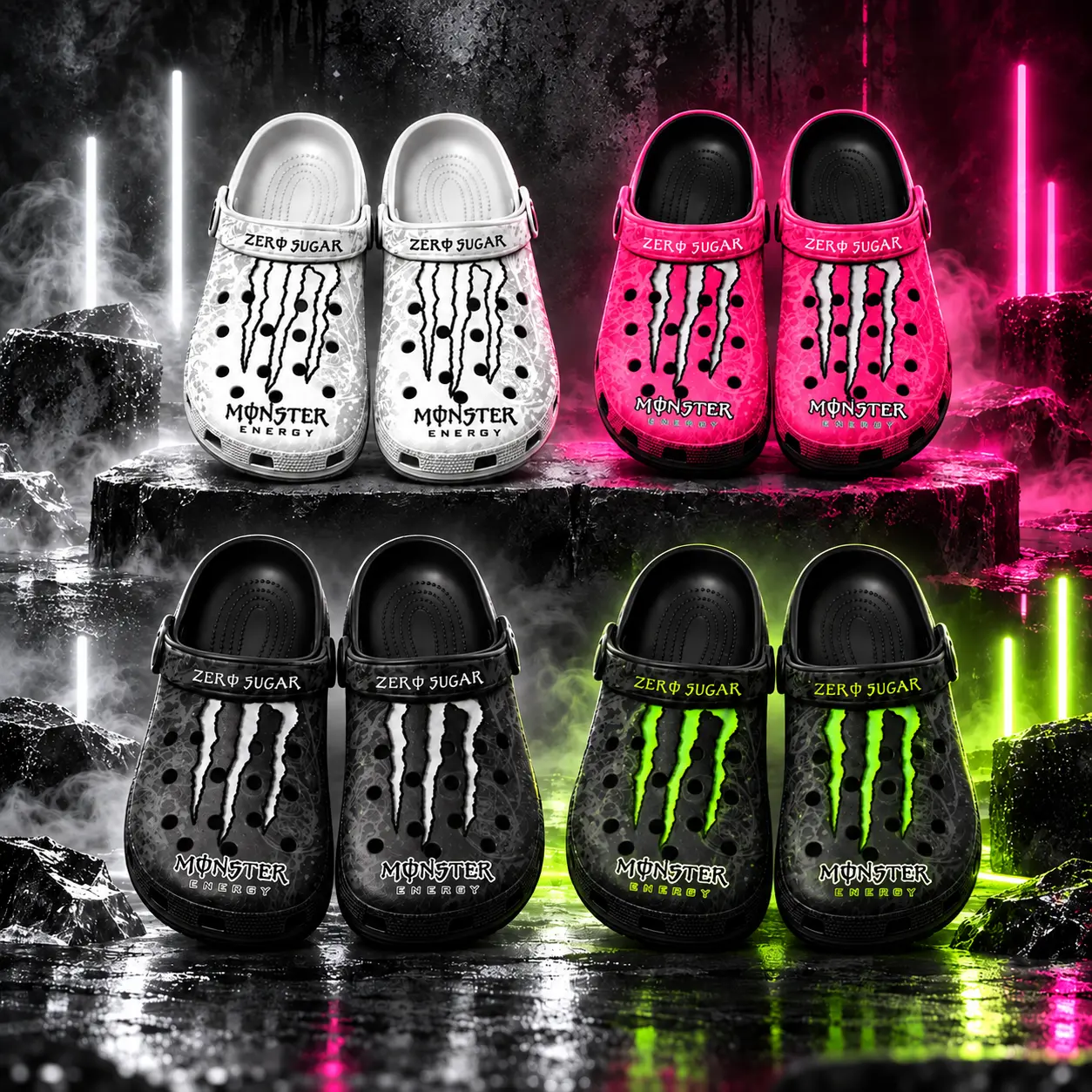 Unisex Graphic Clogs, Energy Drink Inspired Slip-On Shoes, Lightweight Comfort Garden Sandals with Adjustable Back Strap, Trendy Casual Footwear for Men & Women
