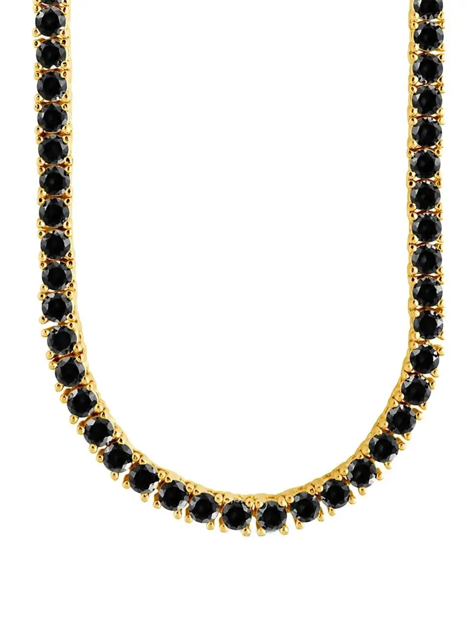 Elegant Tennis Necklace for a Flashy Look, Gold or Rhodium Plated Brass with 2.5mm Black CZ Sparkle Stones, 16 Inch, Sterling Forever, Rhodium Brass, Female Jewelry, Silver