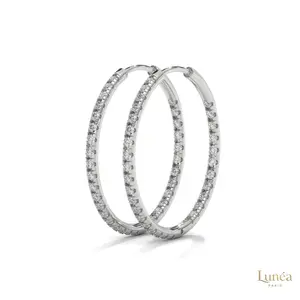 0.50 CT. Inside-Out Diamond Hoop Earrings | Lab Grown | 14K Gold & Platinum