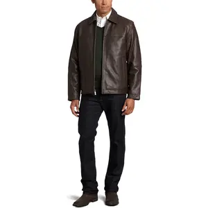 Perry Ellis Men's Zip Front Big N Tall Leather Jacket