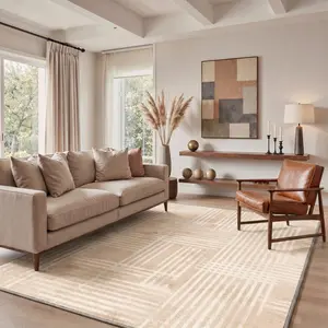 【Summervibes】GENIMO Home Carpet – Machine Washable, Soft, Pet Friendly, Non-Slip Area Rug, Perfect Floor Rug for Living Room, Bedroom, Kitchen, Hallway ,ARC3206-OCHRE VEIL